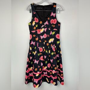 Rickie Freeman Teri Jon Butterfly Floral Cotton Sleeveless Dress Sz 6
